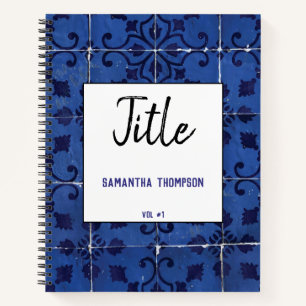Carnet Tuiles portugaises Azulejo Blue Floral Leaf