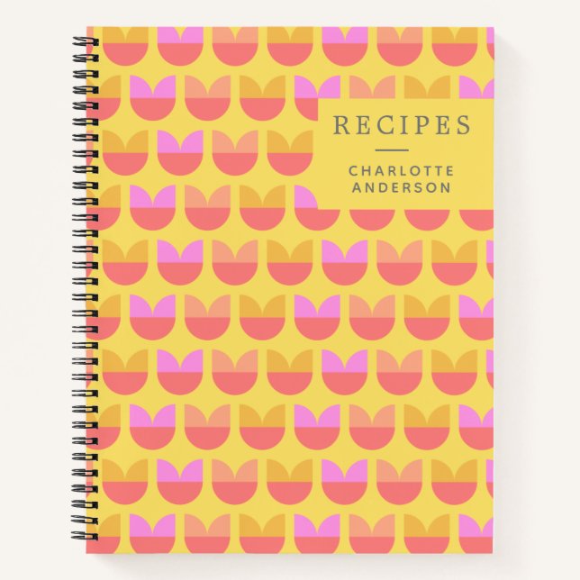 Carnet Tulipe géométrique Fleur Jaune Recette personnalis (Devant)