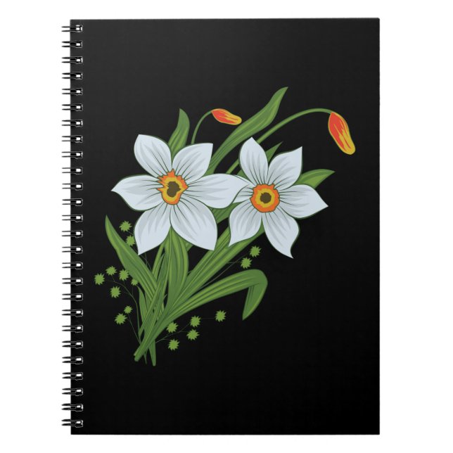 Carnet Tulipes et jonquilles Fleurs Arrière - plan noir (Devant)