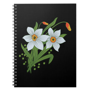 Carnet Tulipes et jonquilles Fleurs Fond noir