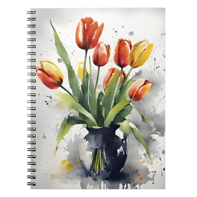 Carnet Tulipes - Fleurs aquarelles (Devant)