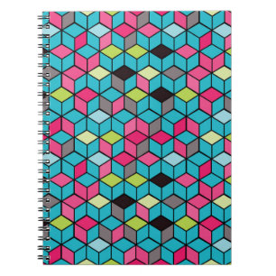 Carnet Turqouise et Motif de cubes roses