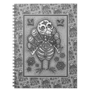 CARNET TURQUIE BONES COLORÉS FOLK MERCI OISEAU OISEAU