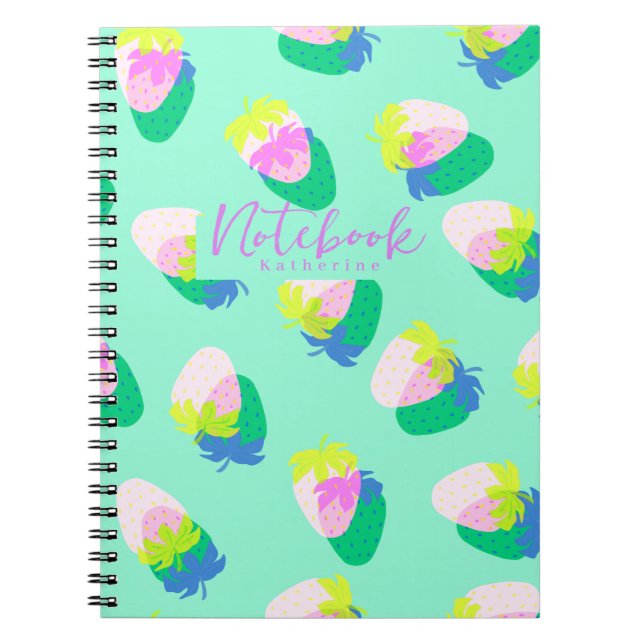Carnet Turquoise aux fraises (Devant)