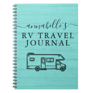 Carnet Turquoise Blue Rustic Camping Woods RV Travel Jour