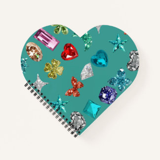 Carnet Turquoise Cœur Strass Brillants