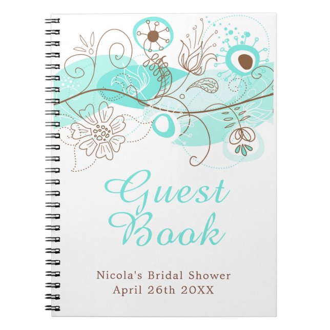 Carnet Turquoise Floral Twist Bridal Shower (Devant)