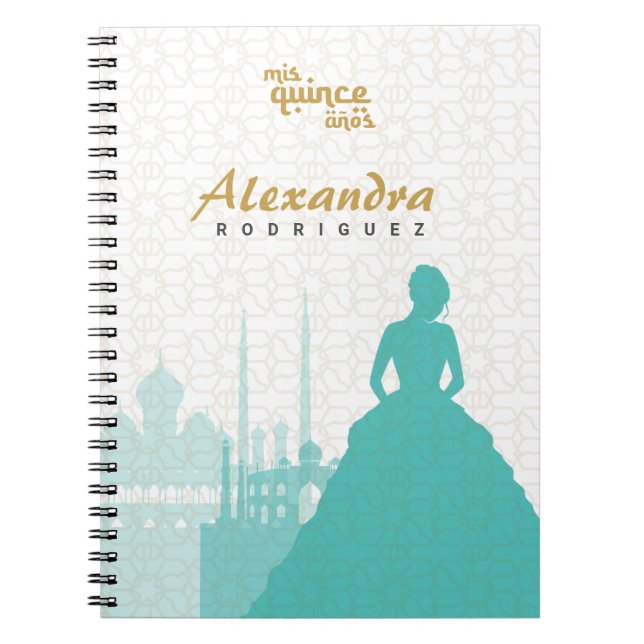 Carnet Turquoise & Gold Arabian Quinceañera (Devant)