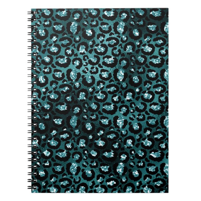 Carnet Turquoise Ombre et Parties scintillant de verre no (Devant)