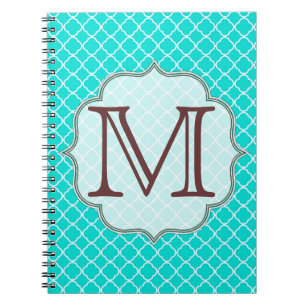 Carnet Turquoise Quaterfoil Latti Monogramme Note initial