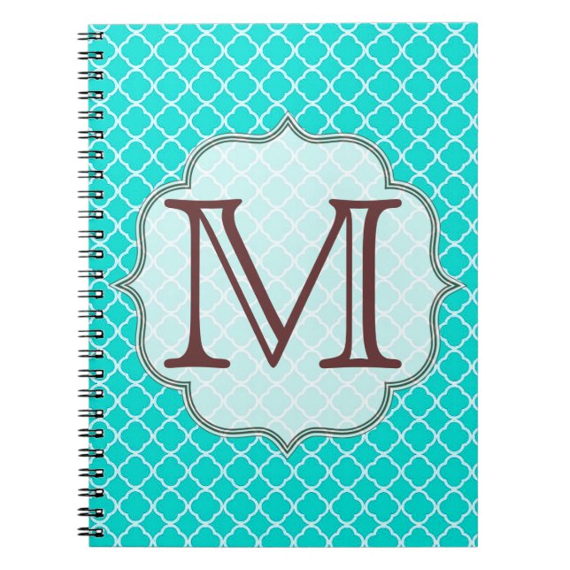 Carnet Turquoise Quaterfoil Latti Monogramme Note initial (Devant)