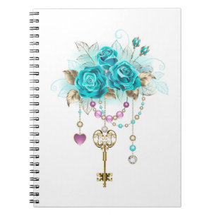 Carnet Turquoise Roses with Keys