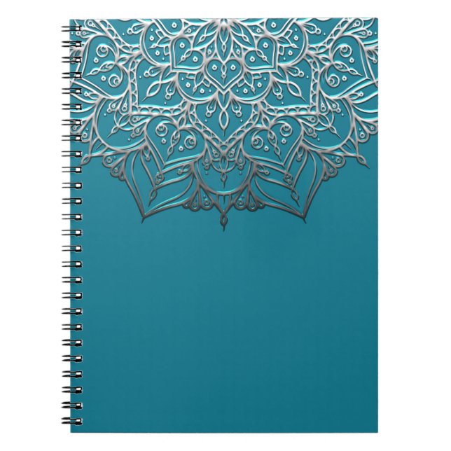 Carnet Turquoise & Silver Mandala Elégant Minimal Marocai (Devant)