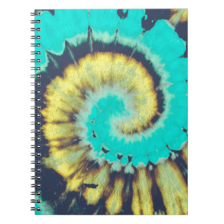Carnet Turquoise spirale Abstraite. Tye Dye Chemise Cercl