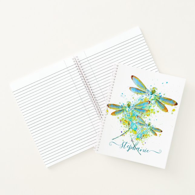 Carnet Turquoise Splatter Dragonfly personnalisée (Intérieur)