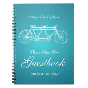 Carnet Turquoise tandem de vélo de Guestbook de mariage