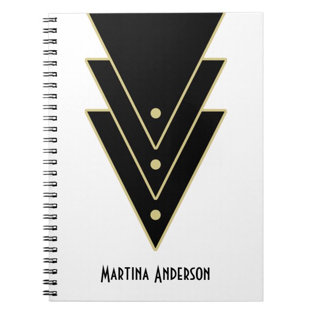 Carnet Tuxedo Art Déco moderne Personnalisé (Devant)