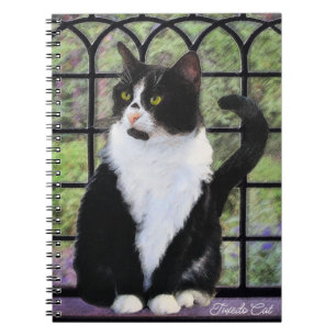 Carnet Tuxedo Chat dans la peinture de fenêtre Art animal