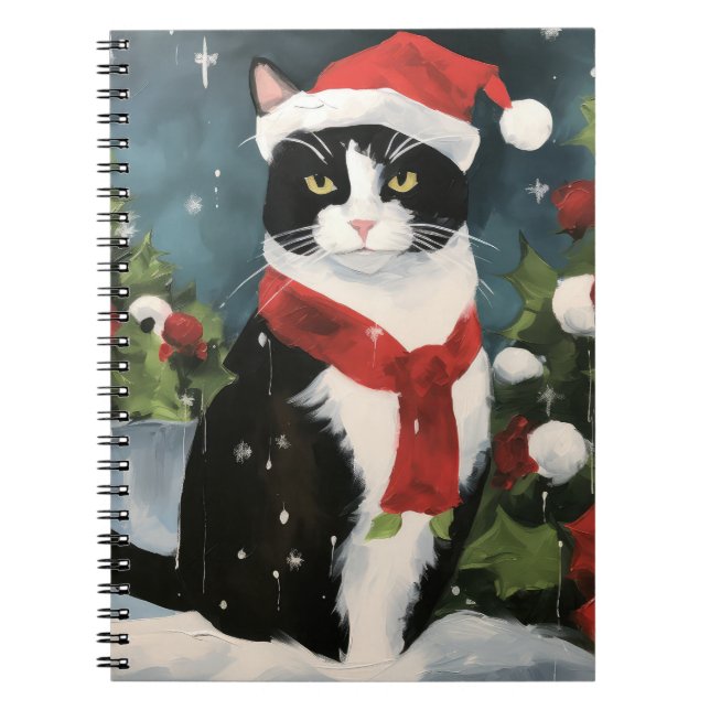 Carnet Tuxedo Chat en Noël de neige (Devant)