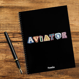 Carnet Typographie Aviateur,amusement,frais,Aviation,Pers
