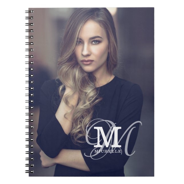 Carnet Typographie de photo personnalisée et de nom (Devant)