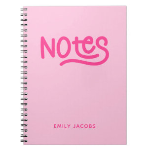 Carnet Typographie des notes manuscrites roses