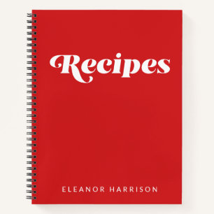 Carnet Typographie minimaliste moderne Retro Recette roug