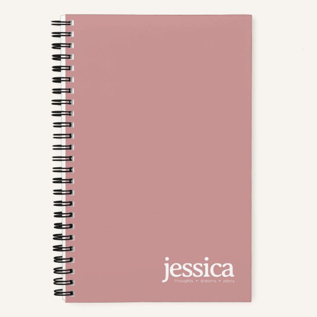 Carnet Typographie moderne arrondie Rose poussiéreuse (Recto)