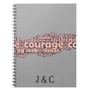 Carnet Typographie moderne du Courage Gris et Rose