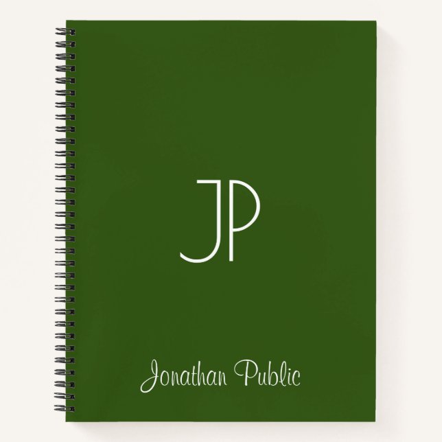 Carnet Typographie Nom Monogram Forest Green Sofcover (Devant)