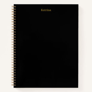 Carnet Typographie simple Nom personnalisé Black Gold