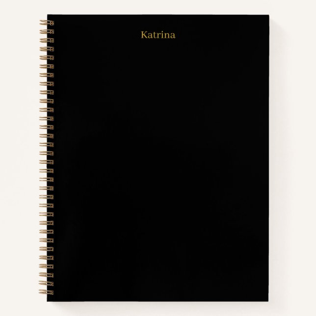 Carnet Typographie simple Nom personnalisé Black Gold (Devant)