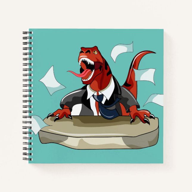Carnet Tyrannosaurus Rex Boss Assis À Un Bureau. (Devant)