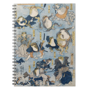 Carnet Ukiyo-e Grenouilles Guerriers Antique Art Japonais