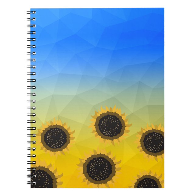 Carnet Ukraine jaune bleu géométrie maillage motif Fleurs (Devant)