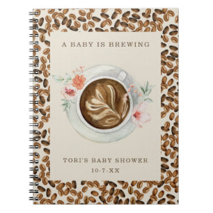 Carnet Un Bébé Brûle Du Baby shower De Café Floral