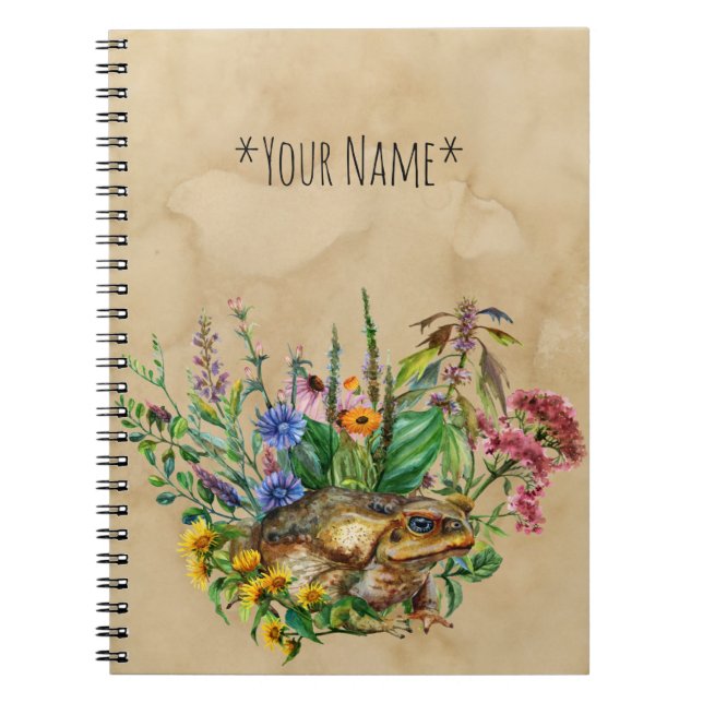 Carnet Un Crapaud Parmi Les Ordinateurs Portables Fleurs (Devant)