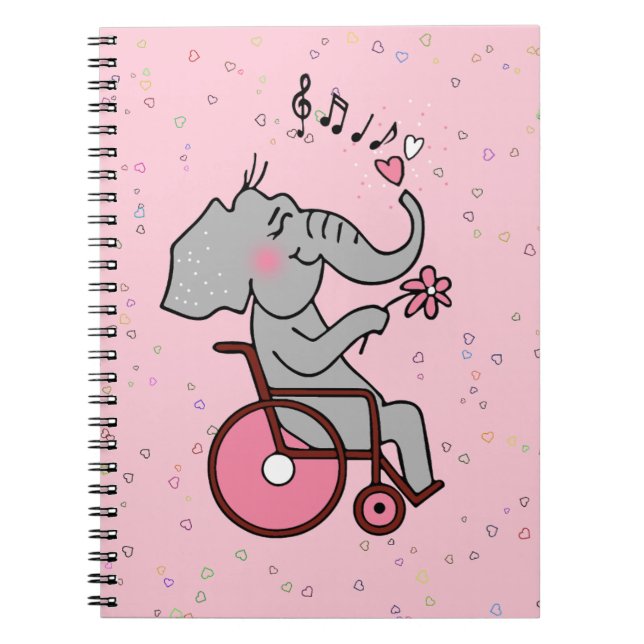 Carnet Un éléphant de fauteuil roulant amoureux (Devant)