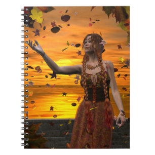 Carnet Un elfe en chute de Feuilles contre le coucher de