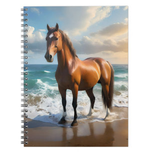 Carnet Un Étonnant Cheval Brown Sur La Plage,