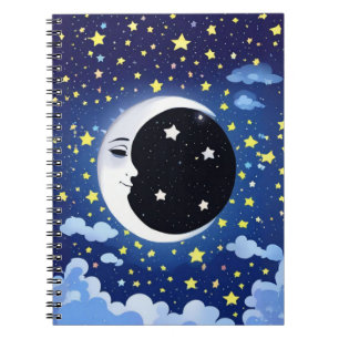 Carnet Un homme dans la lune sur un Arrière - plan étoilé