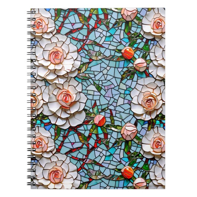 Carnet Un Joli Modèle Floral De Faux Mosaïque (Devant)