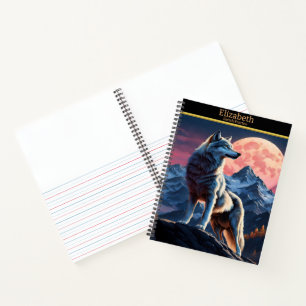 Carnet Un loup majestueux hurle à la pleine lune