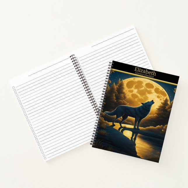 Carnet Un loup serpente la pleine lune enchanteresse la n (Intérieur)