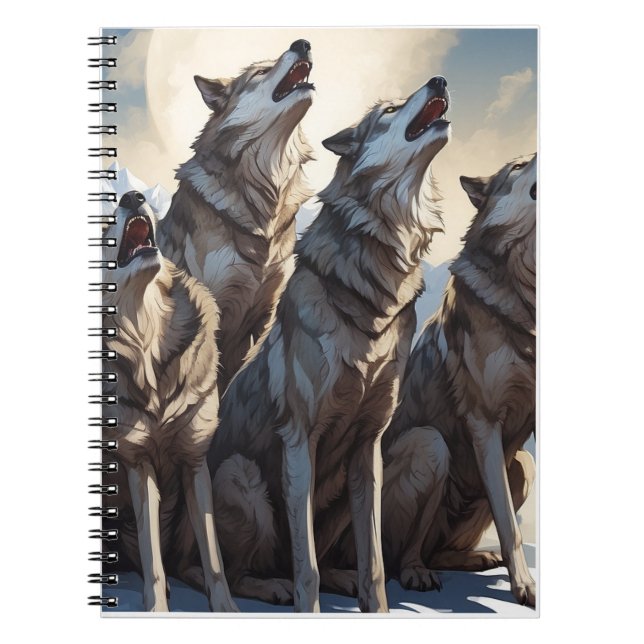Carnet Un majestueux loups hurleurs lancent des oreillers (Devant)