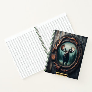 Carnet Un majestueux orignal encadré par l'art de la natu