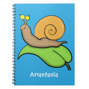 Carnet Un mignon escargot heureux sur une illustration d'