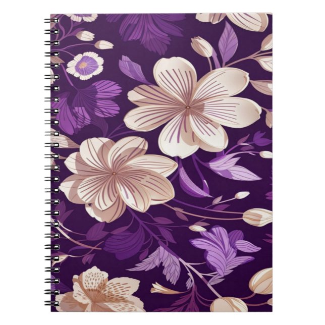 Carnet Un motif floral avec arrière - plan violet (Devant)