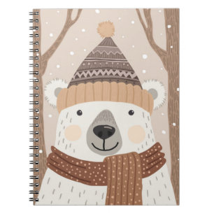 Carnet Un ours polaire dans un casquette tricoté.