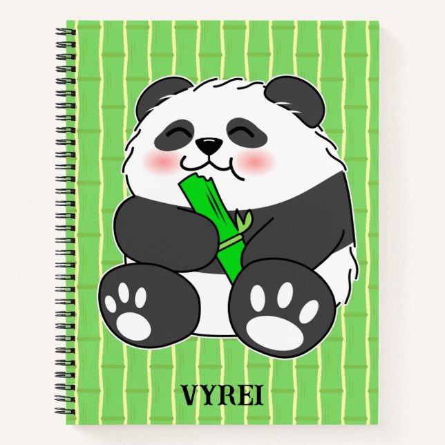 Carnet Un Panda Bébé Mignonne Mangeant Stalk Bambou (Devant)